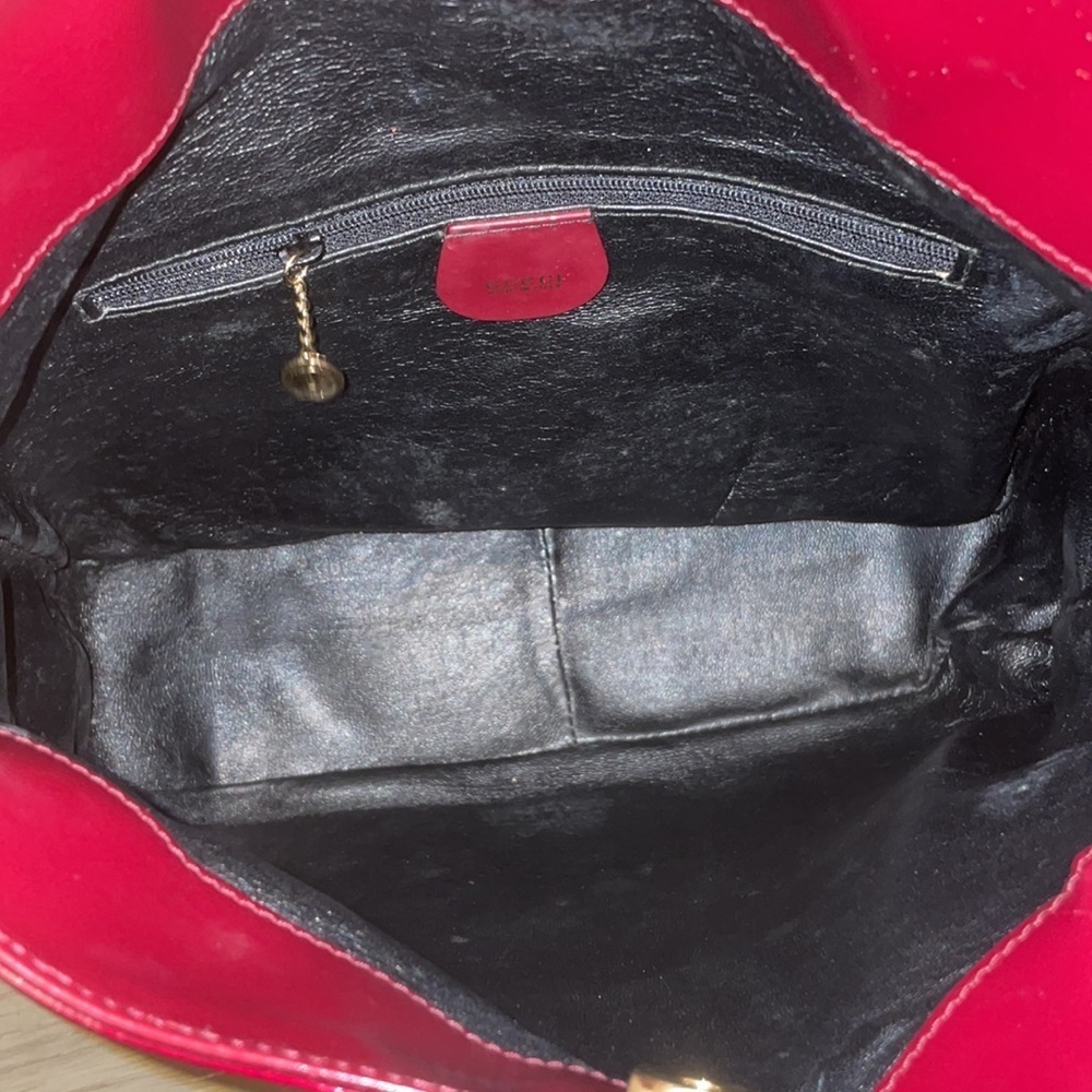 GUCCI BAMBOO HANDBAG WITH DETACHABLE CROSSBODY STRAP PATENT RED LEATHER​​​​ - Picture 13 of 16
